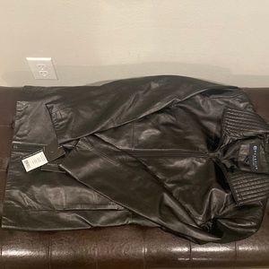 Leather Kenneth Cole jacket in black brand new with tags - super soft size small